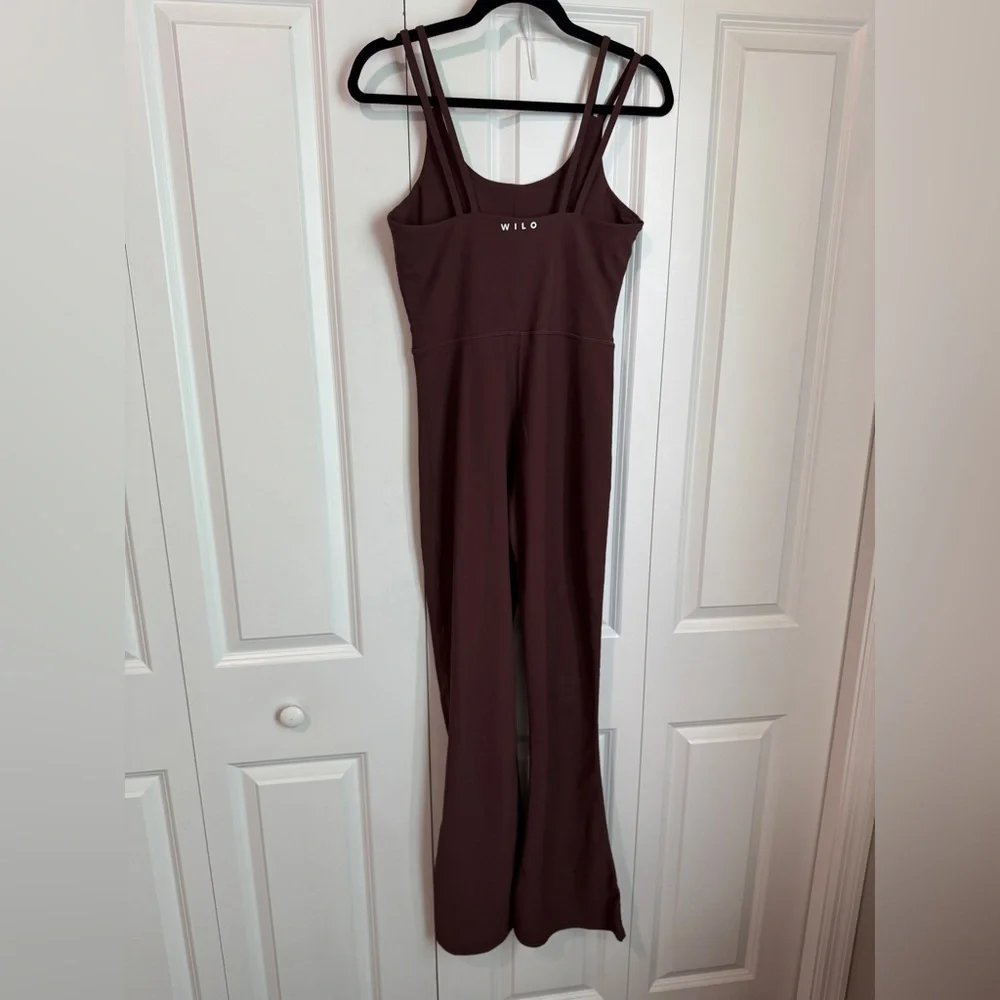 Wilo the Label Flare Jumpsuit Brown Ribbed Size Medium